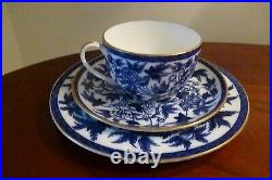 RARE VICTORIAN WEDGWOOD ETRURIA COBALT BLUE & WHITE PORCELAIN TRIO Great Cond