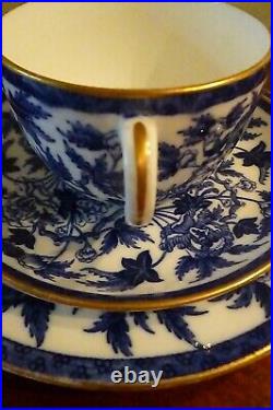 RARE VICTORIAN WEDGWOOD ETRURIA COBALT BLUE & WHITE PORCELAIN TRIO Great Cond