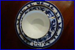 RARE VICTORIAN WEDGWOOD ETRURIA COBALT BLUE & WHITE PORCELAIN TRIO Great Cond