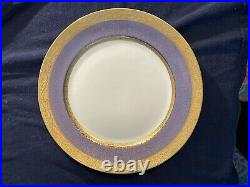 ROSENTHAL Blue & Gold Dinner Plates Set of 8 Daisy & Rose Pattern 10 3/4 inches