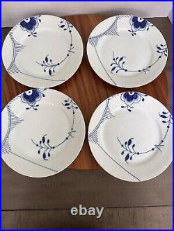 ROYAL COPENHAGEN 622 #2 Mega Blue Fluted Salad/Dessert Plate Set Of 4