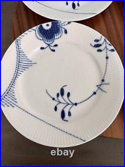 ROYAL COPENHAGEN 622 #2 Mega Blue Fluted Salad/Dessert Plate Set Of 4