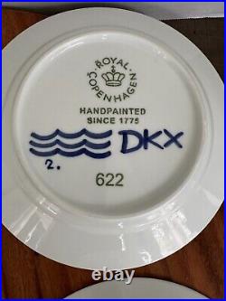 ROYAL COPENHAGEN 622 #2 Mega Blue Fluted Salad/Dessert Plate Set Of 4