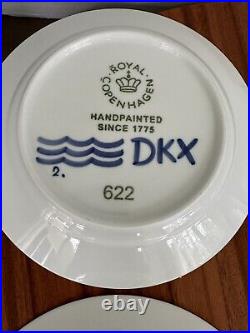 ROYAL COPENHAGEN 622 #2 Mega Blue Fluted Salad/Dessert Plate Set Of 4