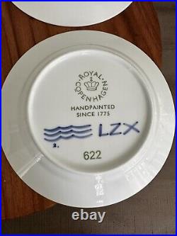 ROYAL COPENHAGEN 622 #2 Mega Blue Fluted Salad/Dessert Plate Set Of 4