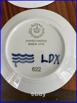 ROYAL COPENHAGEN 622 #2 Mega Blue Fluted Salad/Dessert Plate Set Of 4