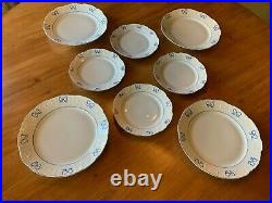 RUBAN BLUE by Vista Alegre SET 4 Dinner Plates & 4 Salad Plates Blue/White EUC