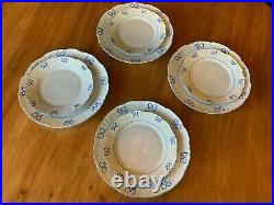 RUBAN BLUE by Vista Alegre SET 4 Dinner Plates & 4 Salad Plates Blue/White EUC