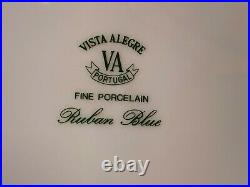 RUBAN BLUE by Vista Alegre SET 4 Dinner Plates & 4 Salad Plates Blue/White EUC