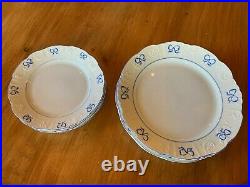 RUBAN BLUE by Vista Alegre SET 4 Dinner Plates & 4 Salad Plates Blue/White EUC