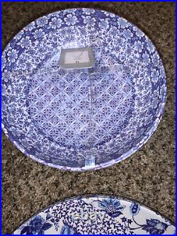 Rachel Ashwell Blue White Floral Filigree Melamine Plates Bowls Platter 13 Piece