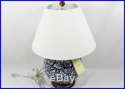 Ralph Lauren Blue & White Floral Porcelain Table Lamp Signature Plate New