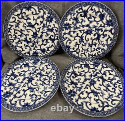 Ralph Lauren MANDARIN BLUE Salad Plates (4) Floral Lattice EUC