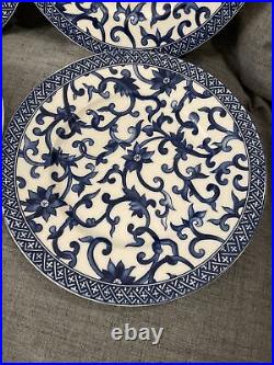 Ralph Lauren MANDARIN BLUE Salad Plates (4) Floral Lattice EUC