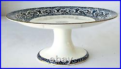 Ralph Lauren Pedestal Cake Dessert Plate Empire Pattern Blue White England 9