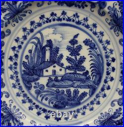 Rare 18thC Italian Torino Blue & White Maiolica Faience Charger Plate 30cm