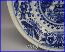 Rare 18thC Italian Torino Blue & White Maiolica Faience Charger Plate 30cm