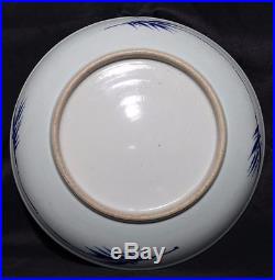 Rare Antique China Blue And White Porcelain Landscape Plate Qing Dynasty