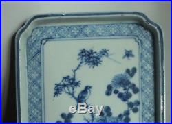 Rare Antique Chinese Qing Dynasty Blue & White Porcelain Scholar's Desk Tray