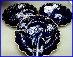 Rare Antique Coalport Bone China Collectible Cobalt Blue Plates Gold Rim