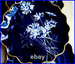 Rare Antique Coalport Bone China Collectible Cobalt Blue Plates Gold Rim