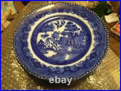 Rare Antique Flow Blue And White' Doulton'' Willow' Plate