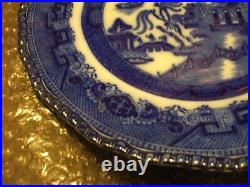 Rare Antique Flow Blue And White' Doulton'' Willow' Plate