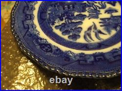 Rare Antique Flow Blue And White' Doulton'' Willow' Plate