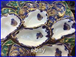 Rare Antique Haviland Limoges France Turkey Oyster Plate Purple Blue Green 1876