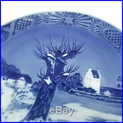 Rare Antique Royal Copenhagen Denmark 1944 Blue & White Christmas Plate Vintage