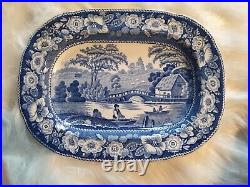 Rare Antique Small Blue & White Platter Plate Unmarked mid 1800's VGC