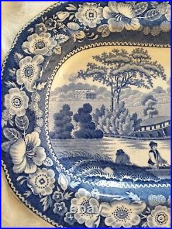Rare Antique Small Blue & White Platter Plate Unmarked mid 1800's VGC