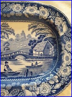 Rare Antique Small Blue & White Platter Plate Unmarked mid 1800's VGC