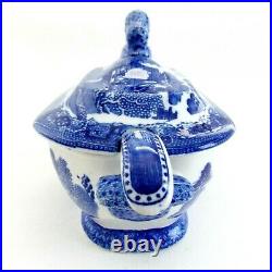 Rare Antique Wedgwood Blue Willow Sauce Terrine Blue & White Willow W Lion