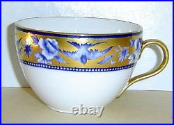 Rare Antique Wileman Shelley Blue Swallows Gilded Trio Teacup Saucer Plate C1910