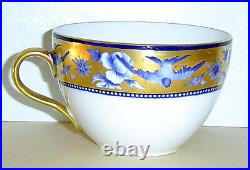 Rare Antique Wileman Shelley Blue Swallows Gilded Trio Teacup Saucer Plate C1910