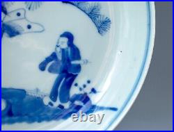 Rare Chinese Porcelain Blue White Plate Three Star Gods Qing Period 19th Century