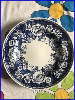 Rare Crabtree & Evelyn Blue & White Masons Ironstone England Dinner Plates X Two