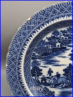 Rare Flight Worcester Blue & White Porcelain'Sucatorio' Pattern Plate c. 1790