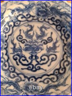 Rare Fluted Blue White Porcelain Kangxi period (1662-1722) Shallow Bowl / Plate