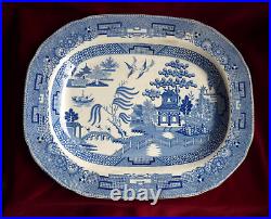 Rare G Weston Willow Pattern Meat Platter Serving Plate Ironstone China c. 1820