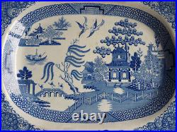 Rare G Weston Willow Pattern Meat Platter Serving Plate Ironstone China c. 1820