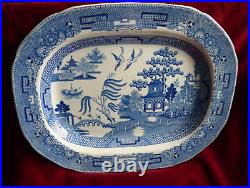 Rare G Weston Willow Pattern Meat Platter Serving Plate Ironstone China c. 1820