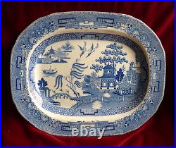 Rare G Weston Willow Pattern Meat Platter Serving Plate Ironstone China c. 1820