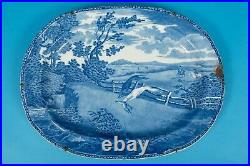 Rare Large Toft & May Transfer Printed Pearlware Plate c1825 55cm Hare Coursing