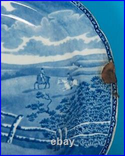 Rare Large Toft & May Transfer Printed Pearlware Plate c1825 55cm Hare Coursing