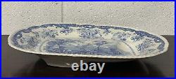 Rare Large Victorian Chinese Marine Blue & White Meat Plate /Platter