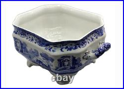 Rare New Grand Italian Blue White Lidded Soup Tureen Vegetable Dish 14 Wedding