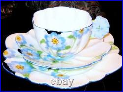 Rare PARAGON ANEMONE FLOWER HANDLE CUP SAUCER & PLATE TRIO Hand Painted