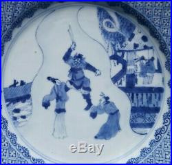 Rare Pair Chinese Porcelain Blue White'western Chamber' Kangxi Plates Dishes